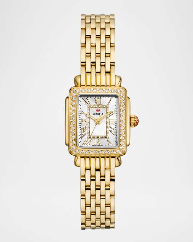Deco Madison Mini Diamond 18K Yellow Gold-Plated Bracelet Watch